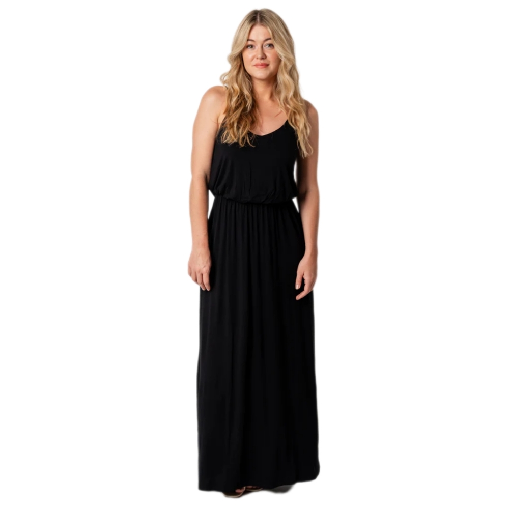 Lush Black Strappy Maxi Dess - Picture 1 of 5